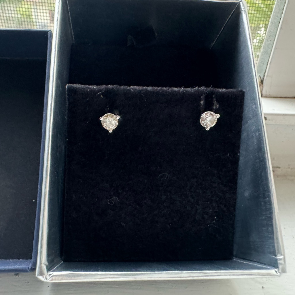 Diamond Earrings On White Gold.